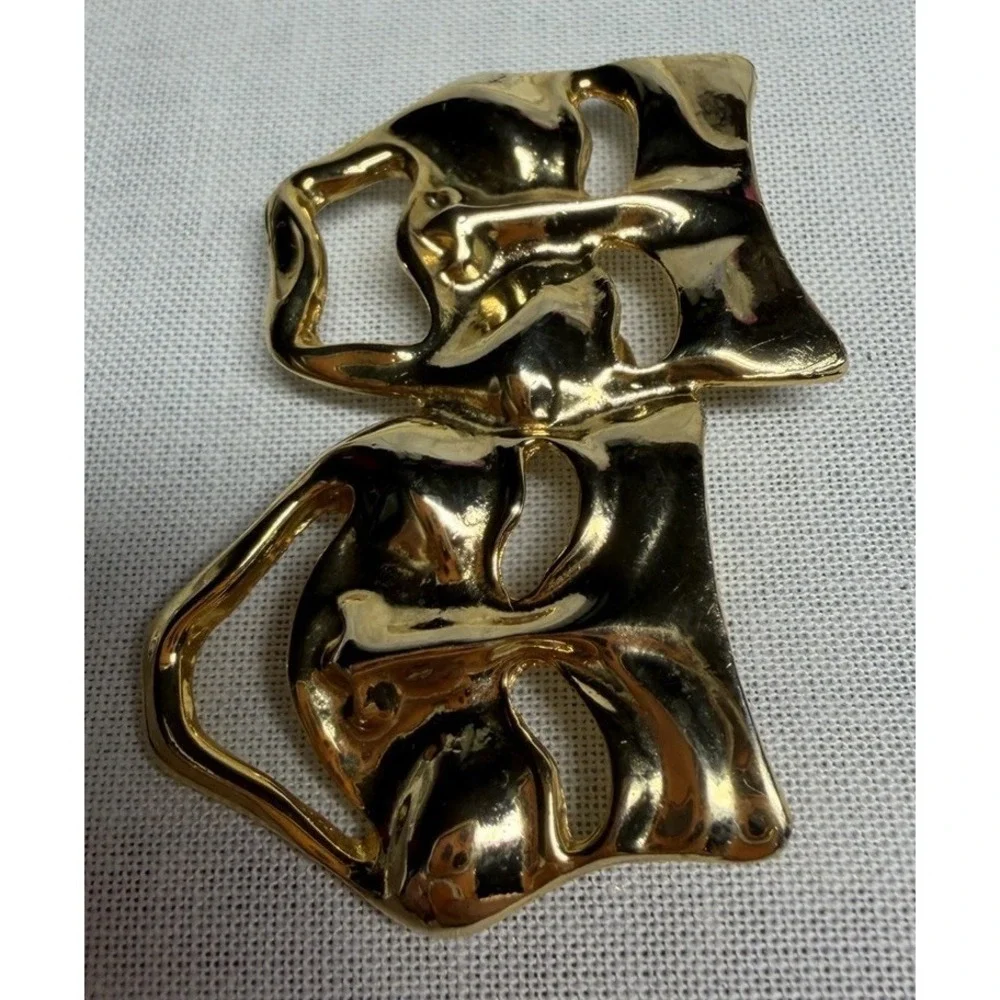 Gold Tone Comedy Tragedy Theater Actor Drama Masks Brooch Pin Vintage‎ Movie